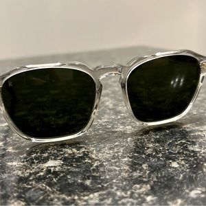 Raen Aren 53 Sunglasses Fog Crystal Frames with Bottle Green Lenses